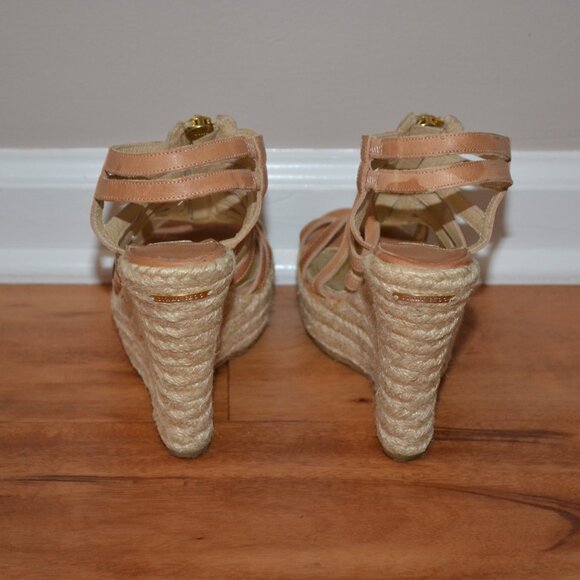 Jimmy Choo London tan Palermo Made in Italy espadrille wedges, sz 37 - Picture 3 of 10
